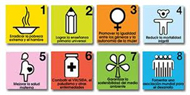 Logos de los 8 objetivos de desarrollo del milenio